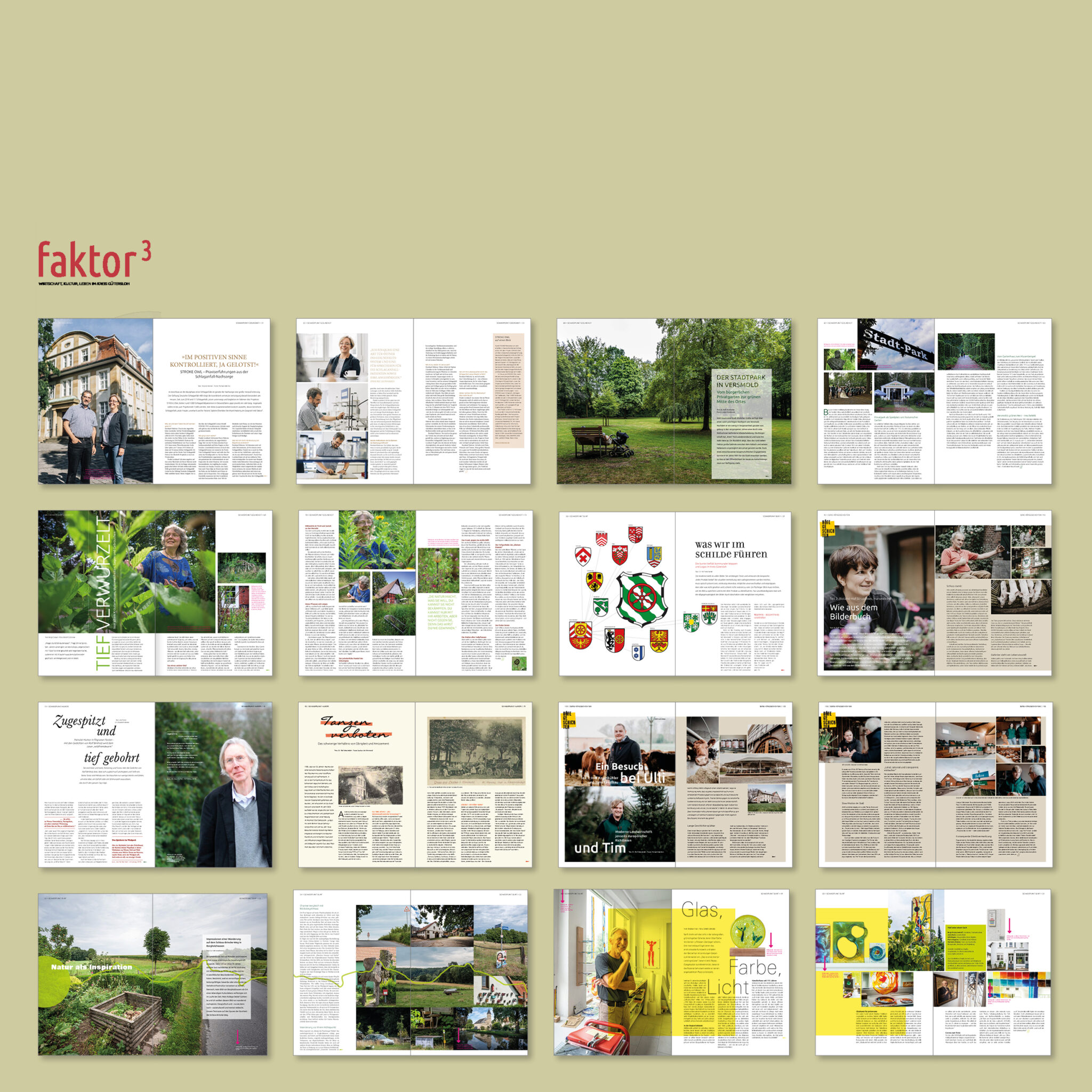 Mehrere beispielhafte Seiten des Magazins