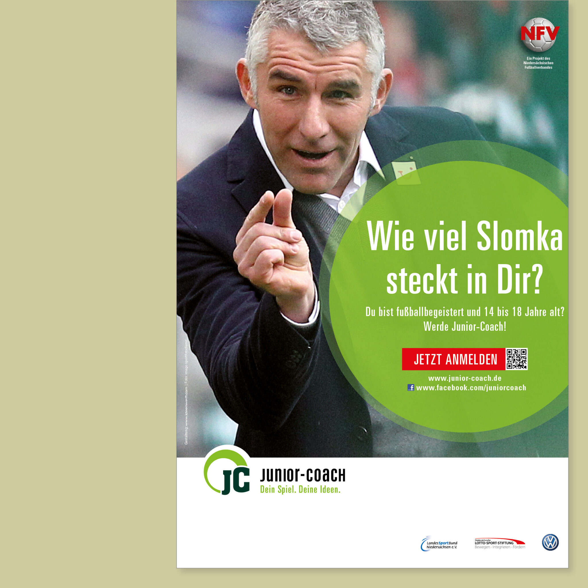 Plakat zum Bewerben des Projektes „Junior-Coach – Dein Spiel, deine Ideen“ des NFV