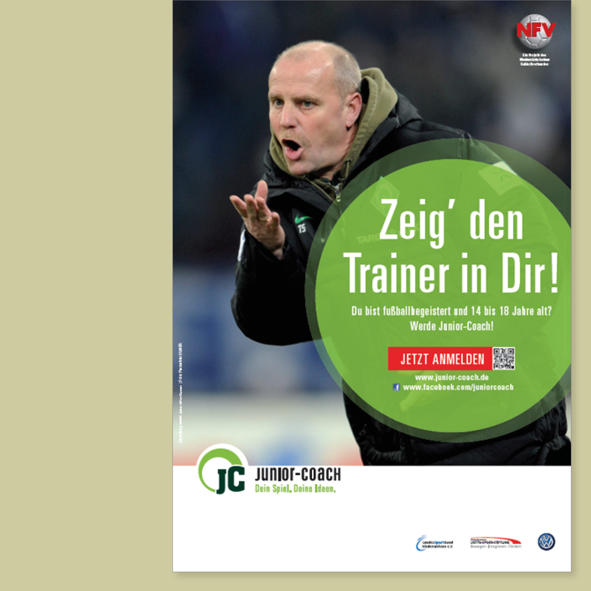 Plakat zum Bewerben des Projektes „Junior-Coach – Dein Spiel, deine Ideen“ des NFV