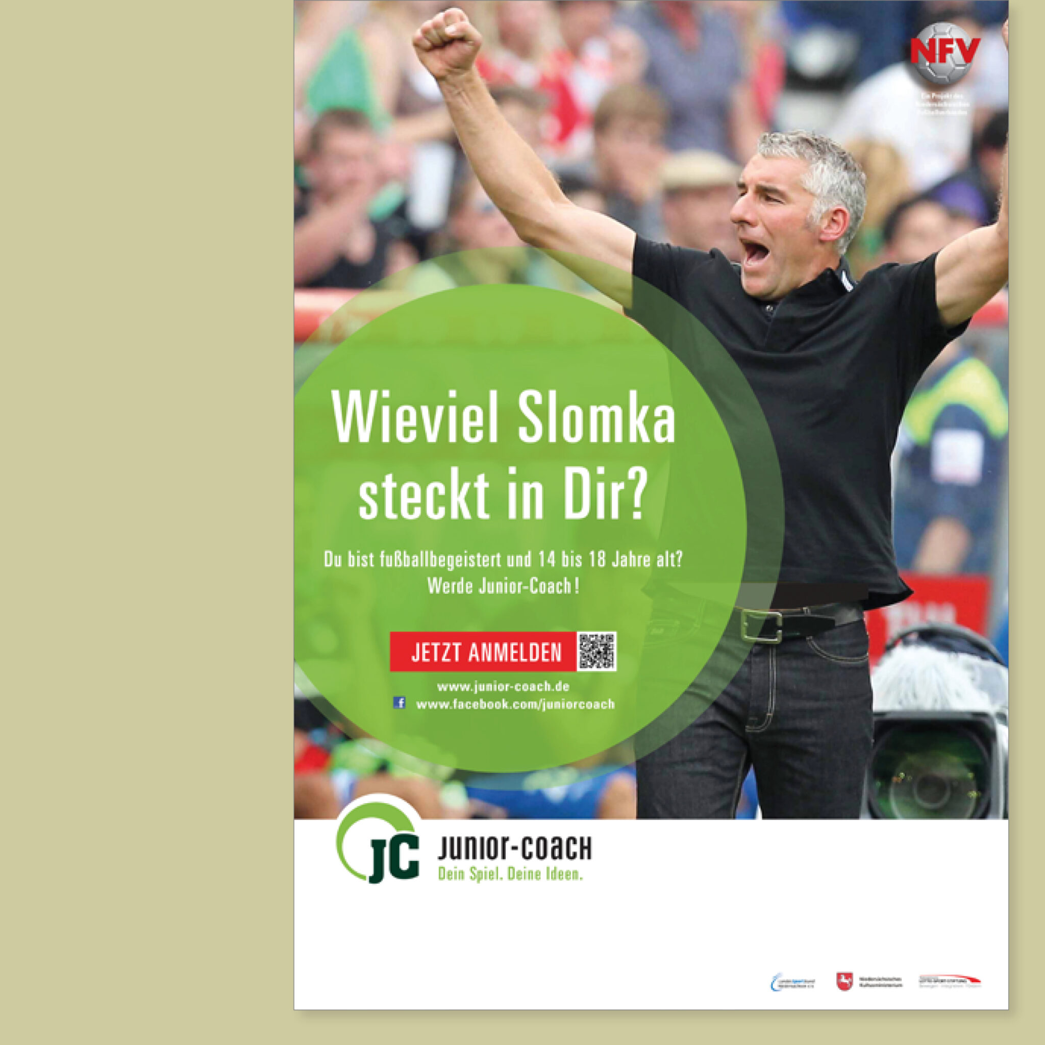 Plakat zum Bewerben des Projektes „Junior-Coach – Dein Spiel, deine Ideen“ des NFV
