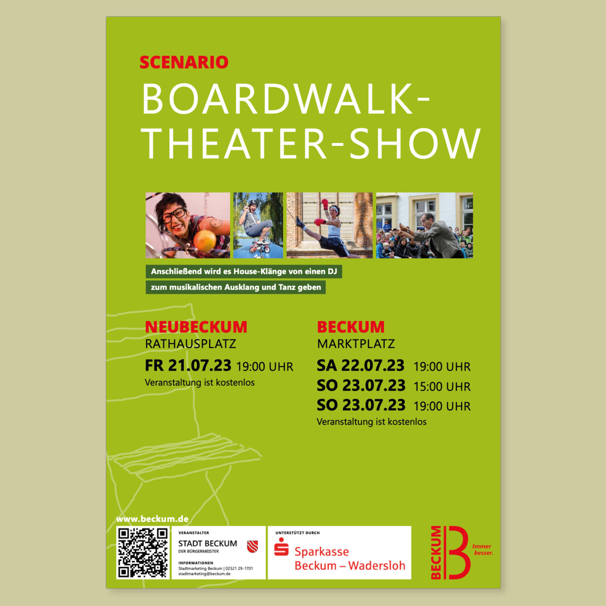 Stadt Beckum: Plakat „Boardwalk-Theater-Show“